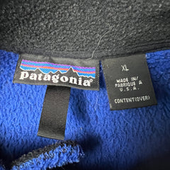 Vintage 90s Patagonia Synchilla Fleece Mens Medium Blue Deep Pile USA 1/2 Zip Jacket