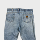 Carhartt B18 STW Jeans Mens 37x30 Traditional Fit Taper Faded Distress Workwear Pants