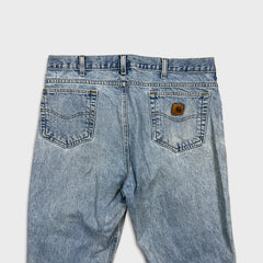 Carhartt B18 STW Jeans Mens 37x30 Traditional Fit Taper Faded Distress Workwear Pants