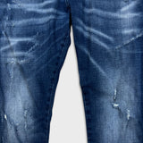 Diesel Jeans Mens 34x32 Blue Tepphar Slim Tapered Fit Medium Wash Distress Denim Pants