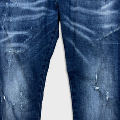 Diesel Jeans Mens 34x32 Blue Tepphar Slim Tapered Fit Medium Wash Distress Denim Pants