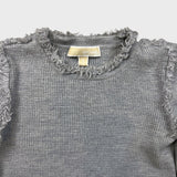 Michael Kors Sweatshirt Womens Small Gray Fringe Trim Knit Sweater Pullover