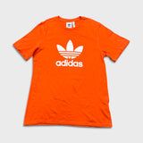Adidas T Shirt Mens Small Orange Originals Trefoil Spell Out Short Sleeve Tee