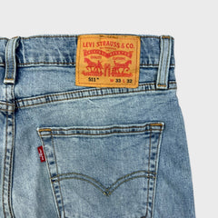 Levi's 511 Jean Mens 32x32 Blue Slim Fit Mid Rise Light Wash Stretch Denim Pants