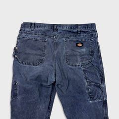 Dickies Pants Mens 36x32 Blue Faded Wash Carpenter Hammerloop Workwear Canvas