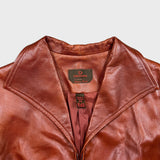 Vintage Y2K Danier Leather Jacket Womens Small Red Zip Front Wing Collar Coat