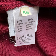 Vintage 80s Lacoste Wool Blend Sweater Mens Large Red V-Neck Pullover