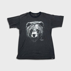 Vintage 90s Grizzly Bear T Shirt Mens Large Black Faded Distressed Animal Tee