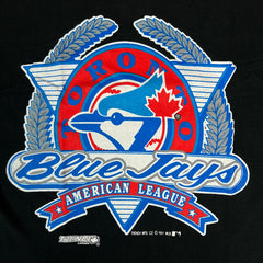 Vintage 1991 Toronto Blue Jays T Shirt Mens Medium Black American League MLB Baseball Tee