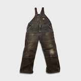 Vintage Carhartt Overalls Mens 40x30 Brown Duck Bib Double Knee Carpenter Workwear