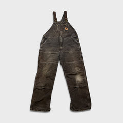 Vintage Carhartt Overalls Mens 40x30 Brown Duck Bib Double Knee Carpenter Workwear