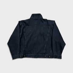 Vintage 90s Guess Jeans Denim Jacket Mens Large Black Dark Wash Trucker Western