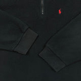 Vintage 90s Polo Ralph Lauren Fleece Mens Medium Black Pony 1/4 Zip Pullover Jacket