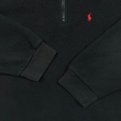 Vintage 90s Polo Ralph Lauren Fleece Mens Medium Black Pony 1/4 Zip Pullover Jacket