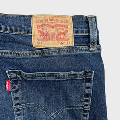 Levi's 511 Jean Mens 32x32 Blue Slim Fit Mid Rise Dark Wash Stretch Denim Pants