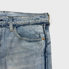 Levi's 512 Jeans Men 34x28 Blue Slim Frayed Leg Light Wash Distressed Denim Pants