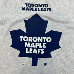 Vintage 90s Starter Toronto Maple Leafs T Shirt Mens Medium Gray NHL Hockey Tee