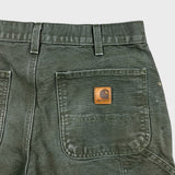 Carhartt B11 MOS Pants Mens 32x27 Green Loose Fit Washed Duck Workwear Dungaree