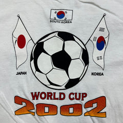 Vintage 2002 FIFA World Cup T Shirt Mens Medium White Japan & Korea Soccer Tee