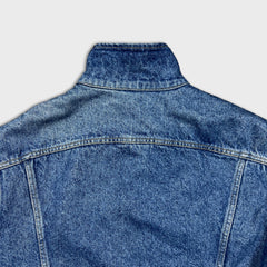 Vintage 90s Lee Storm Rider Denim Jacket Mens Large Blue Light Wash Blanket Lined Trucker Western