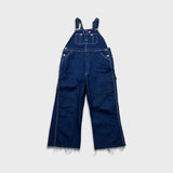 Dickies Overalls Mens 40x28 Blue Bib Medium Wash Hammer Loop Workwear Frayed