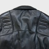 Vintage 80s Leather Ranch Motorcycle Jacket Mens Large Black Padded Biker Moto
