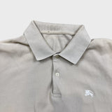 Burberry Polo Shirt Mens Large Beige Nova Check Tartan Preppy Short Sleeve