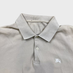 Burberry Polo Shirt Mens Large Beige Nova Check Tartan Preppy Short Sleeve
