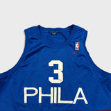 Vintage 90s Nike Allen Iverson Philadelphia 76ers Jersey Mens 2XL Blue Stitched NBA