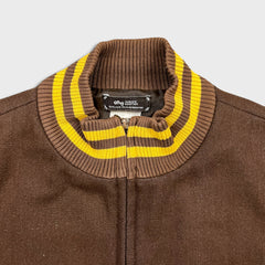 Vintage LRG Lifted Research Group Varisty Jacket Mens Medium Brown Y2K Letterman