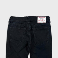True Religion Geno Pants Mens 32x30 Black Relaxed Slim Stretch Dark Wash Denim