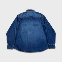 Levi's Signature Denim Shirt Mens Large Blue Dark Wash Casual Western Pearl Snap