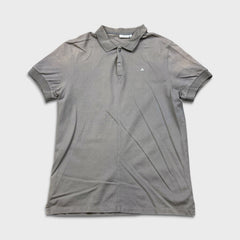 J Lindeberg Polo Shirt Mens XL Grey Pique Bridge Logo Sun Faded Golf Short Sleeve