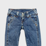 Vintage Y2K True Religion Sammy Jeans Womens 28x32 Blue Low Rise Flare Leg Bootcut Denim Pants