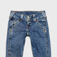 Vintage Y2K True Religion Sammy Jeans Womens 28x32 Blue Low Rise Flare Leg Bootcut Denim Pants