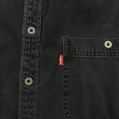 Levi's Denim Shirt Mens Large Black Red Tab Stone Wash Casual Western Button Up