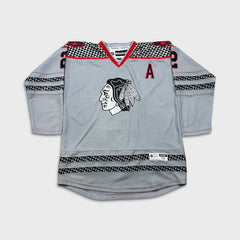 Reebok Chicago Blackhawks Duncan Keith Jersey Mens 2XL Grey Alternate NHL Fight Strap