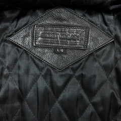 Vintage 90s Moores Bostonian Leather Jacket Mens Large Black Heavy Car Coat