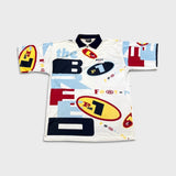 Vintage 90s DKNY Donna Karan Polo Shirt Mens 2XL White USA AOP Graphic