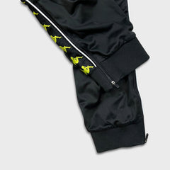 Kappa Track Pants Mens Medium Black Side Tape Athletic Taper Leg Gym Jogger