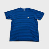 KAWS x Uniqlo BFF Striped Tee Mens Large Blue Embroidered Logo Short Sleeve Tee