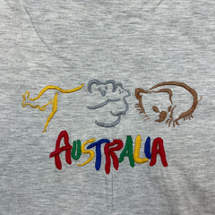 Vintage 90s Australia T Shirt Mens Medium Gray Embroidered Nature Animal Tee