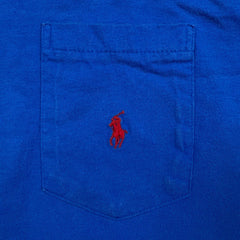 Vintage 90s Polo Ralph Lauren T Shirt Mens XL Blue USA Pony Pocket Tee