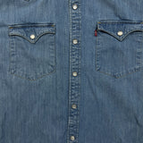 Levi's Barstow Denim Shirt Men XL Blue Light Wash Casual Jean Western Pearl Snap