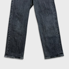 Levi's Ribcage Straight Ankle Jean Womens 28x27 Black High Rise Medium Wash Denim Pants