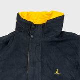 Nautica Jacket Mens XL Yellow NS83 Sailboat Logo Reversible Fleece Full Zip Coat