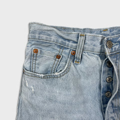 Levi's 501 S Jeans Women 26x29 Blue Skinny High Rise Light Wash Distressed Denim Pants
