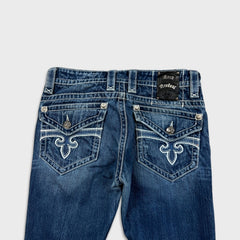 Rock Revival Jeans Mens 34x32 Blue Kurt Straight Leg Medium Wash Distressed Pants