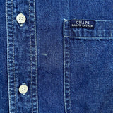 Vintage 90s Chaps Ralph Lauren Denim Shirt Mens Large Blue Medium Wash Western Button Up