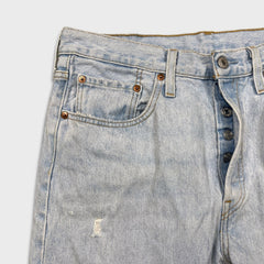 Levi's 501 S Jeans Womens 31x28 Blue Skinny Taper Leg Light Wash Distress Denim Pants